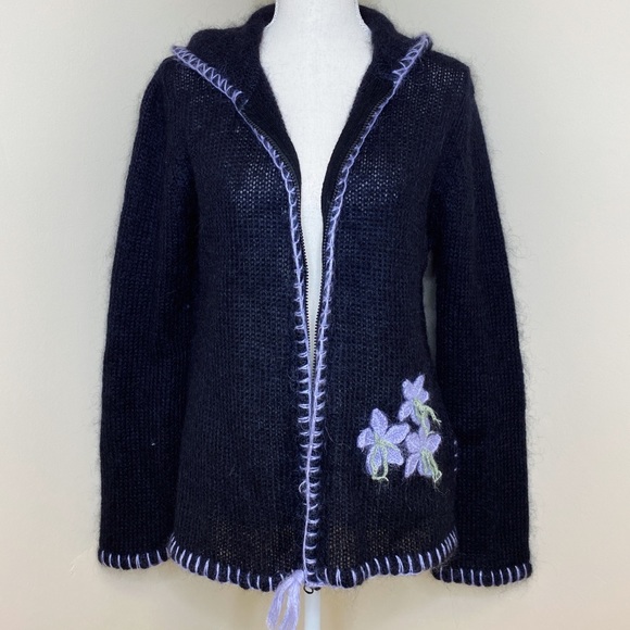 twiggy LONDON Sweaters - Lightweight Hooded Mohair Zip Up Sweater Size XL